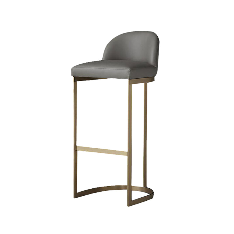 Contemporary Faux Leather Counter Chair Bucket Low Back Barstool with Metal Legs