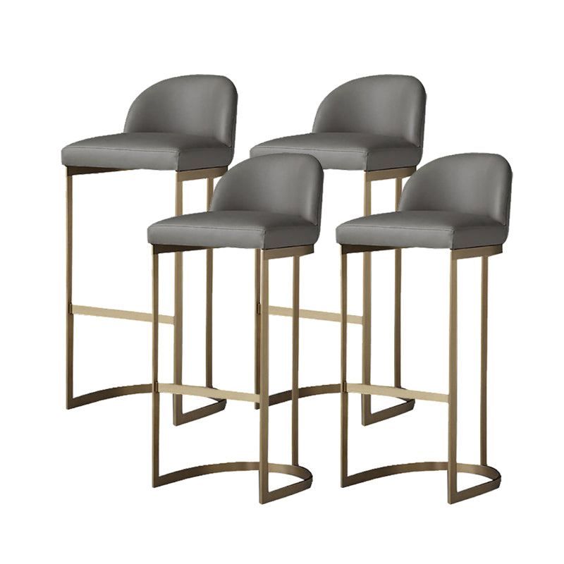 Contemporary Faux Leather Counter Chair Bucket Low Back Barstool with Metal Legs