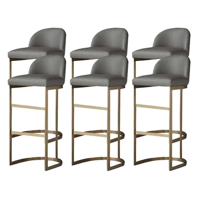 Contemporary Faux Leather Counter Chair Bucket Low Back Barstool with Metal Legs