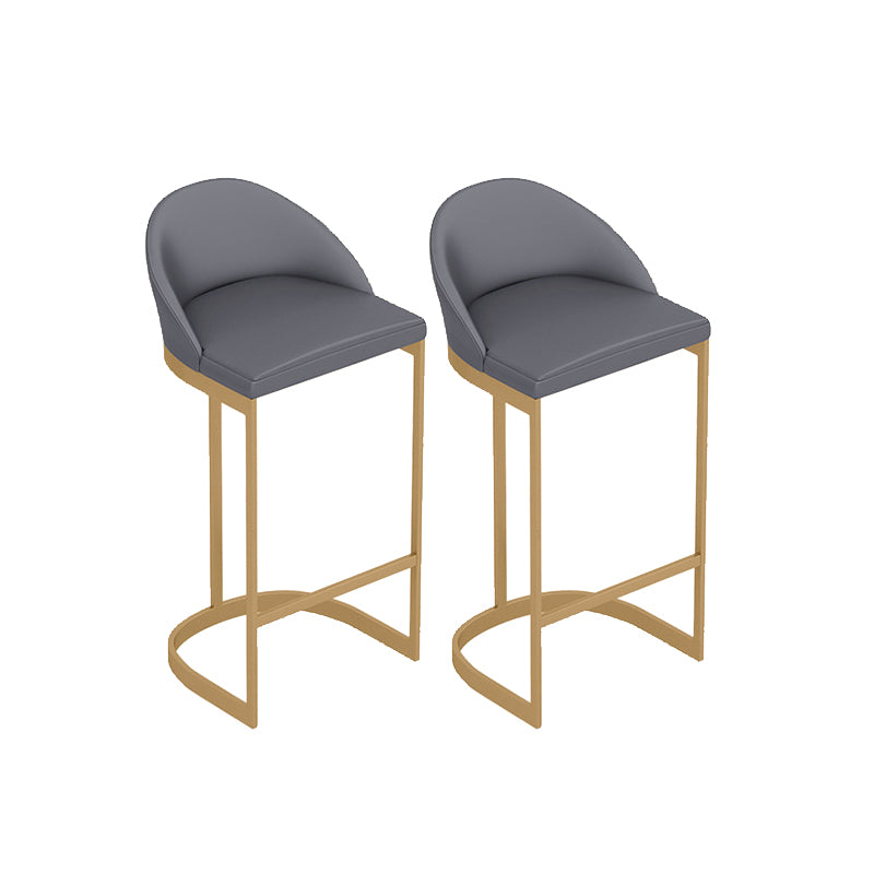 Contemporary Style Counter Stool Bar-height Bar Stool with Metal Base