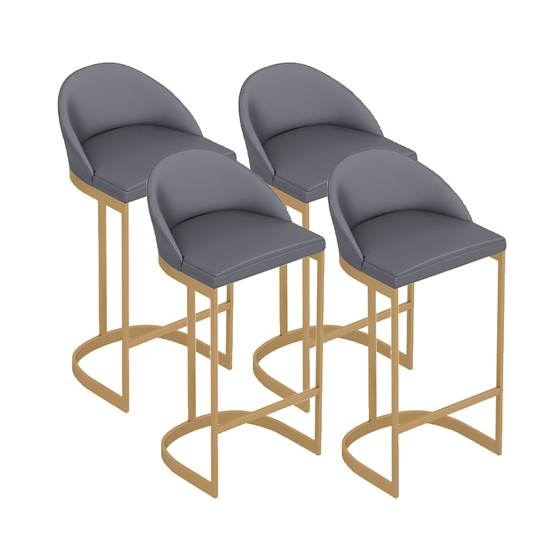 Contemporary Style Counter Stool Bar-height Bar Stool with Metal Base