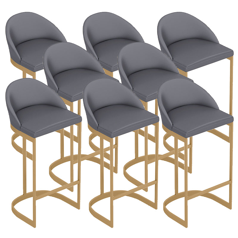 Contemporary Style Counter Stool Bar-height Bar Stool with Metal Base