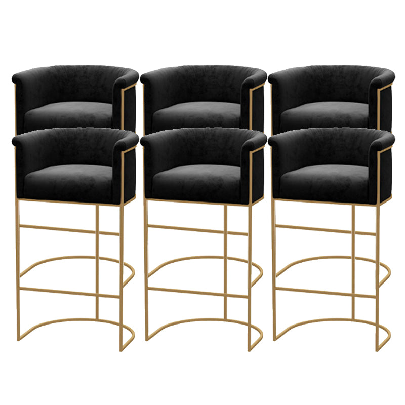 Scandinavian Style Counter Stool Upholstered Armed Bar Stool with Footrest