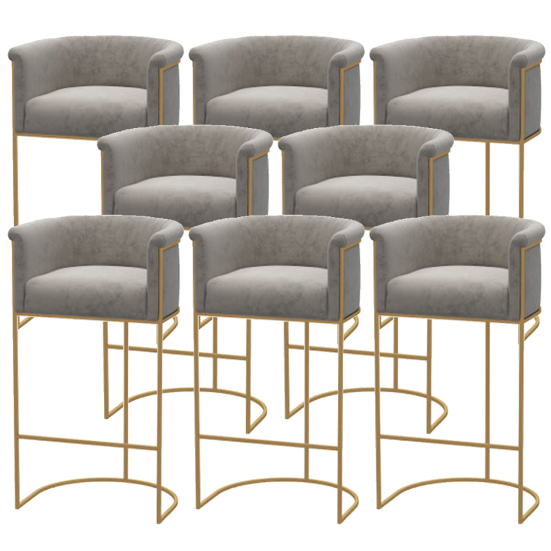 Scandinavian Style Counter Stool Upholstered Armed Bar Stool with Footrest