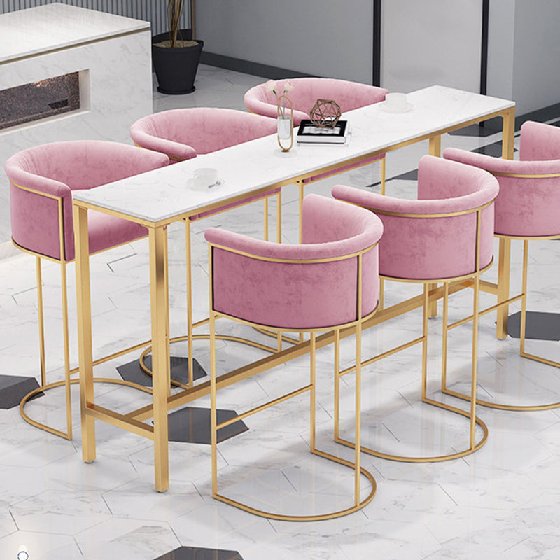 Scandinavian Style Counter Stool Upholstered Armed Bar Stool with Footrest