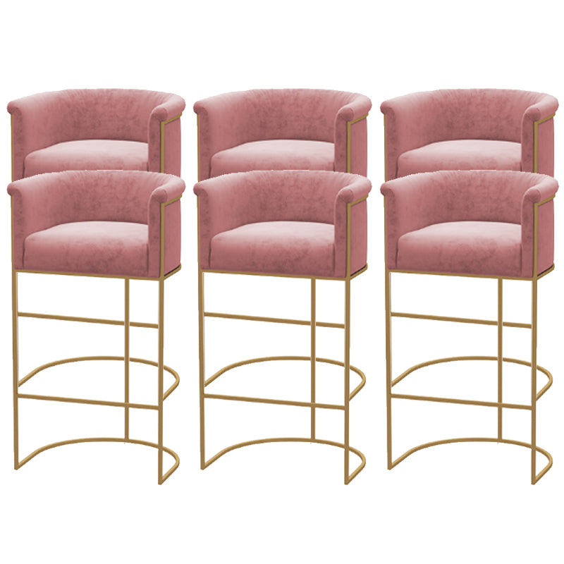 Scandinavian Style Counter Stool Upholstered Armed Bar Stool with Footrest