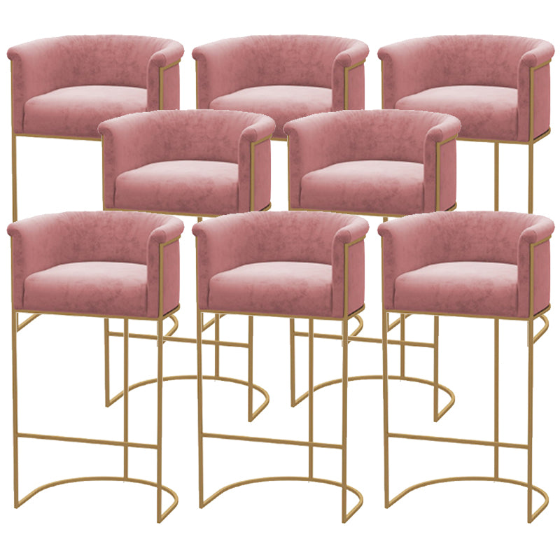 Scandinavian Style Counter Stool Upholstered Armed Bar Stool with Footrest