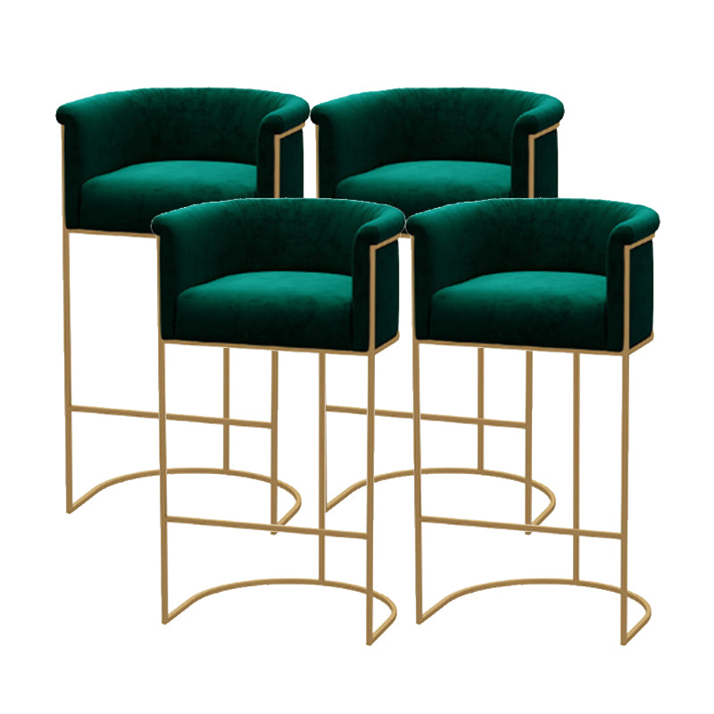 Scandinavian Style Counter Stool Upholstered Armed Bar Stool with Footrest