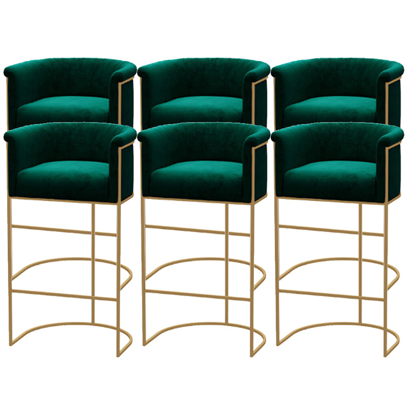 Scandinavian Style Counter Stool Upholstered Armed Bar Stool with Footrest