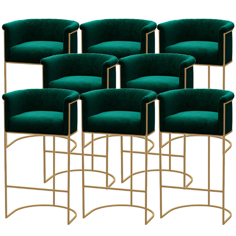 Scandinavian Style Counter Stool Upholstered Armed Bar Stool with Footrest