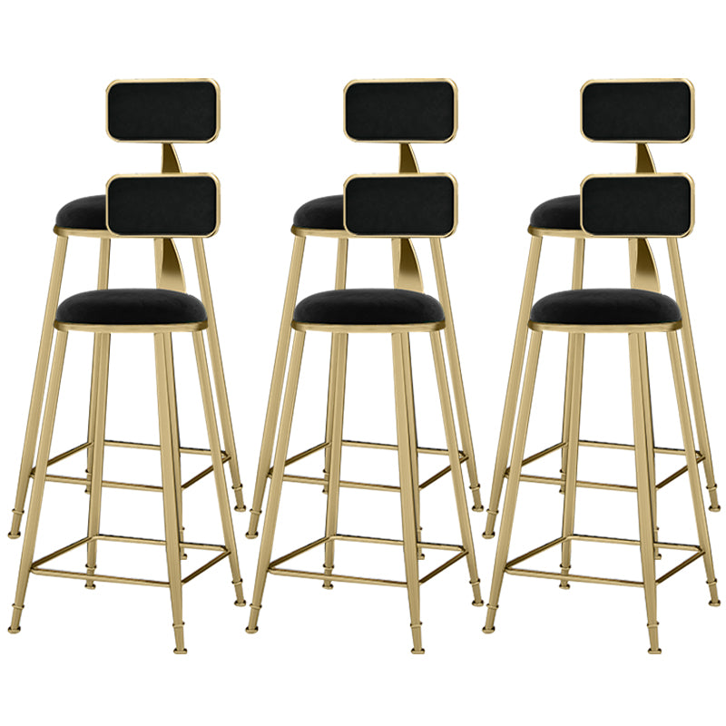Scandinavian Armless Metal Frame Bar Stool Low Back Upholstered Bar Stool