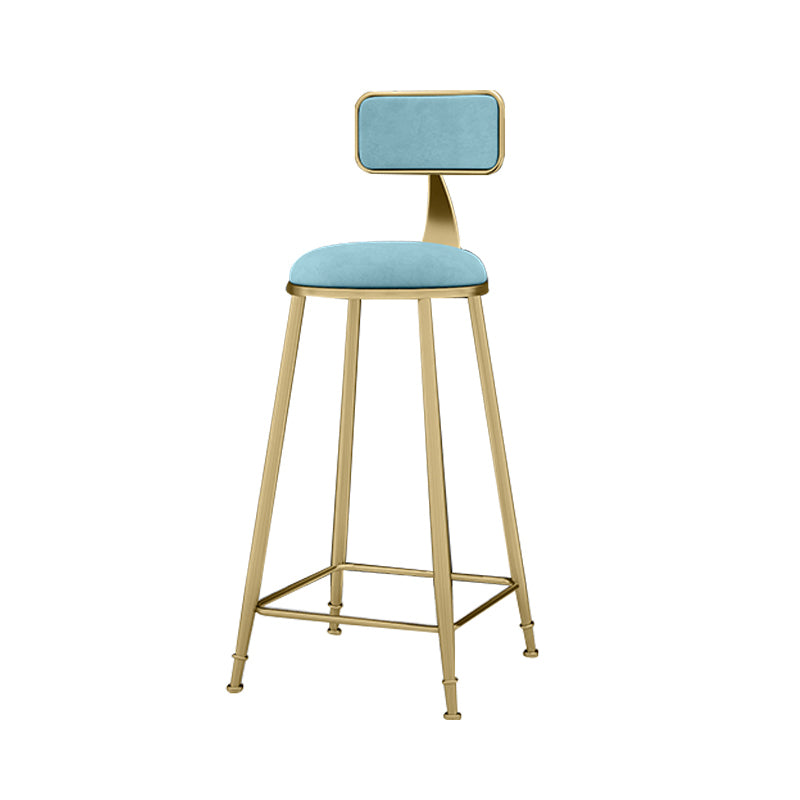 Scandinavian Armless Metal Frame Bar Stool Low Back Upholstered Bar Stool