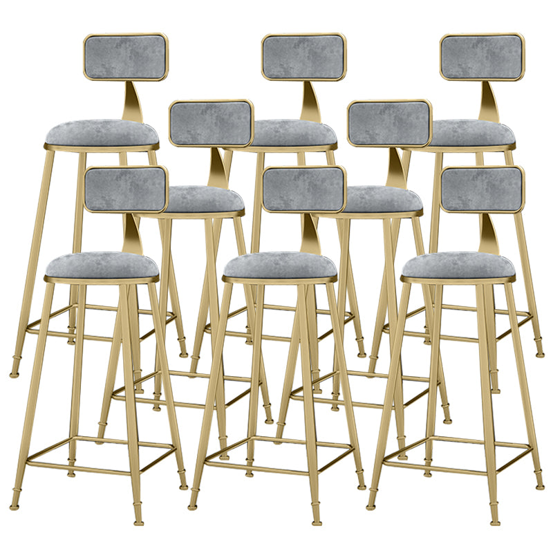 Scandinavian Armless Metal Frame Bar Stool Low Back Upholstered Bar Stool