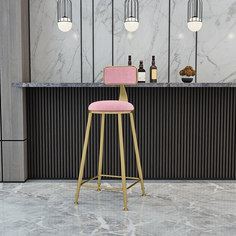 Scandinavian Armless Metal Frame Bar Stool Low Back Upholstered Bar Stool