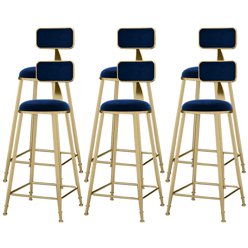 Scandinavian Armless Metal Frame Bar Stool Low Back Upholstered Bar Stool