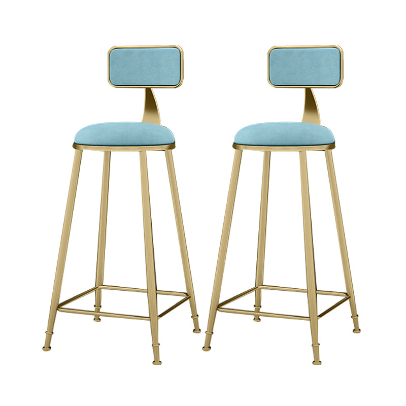 Scandinavian Armless Metal Frame Bar Stool Low Back Upholstered Bar Stool