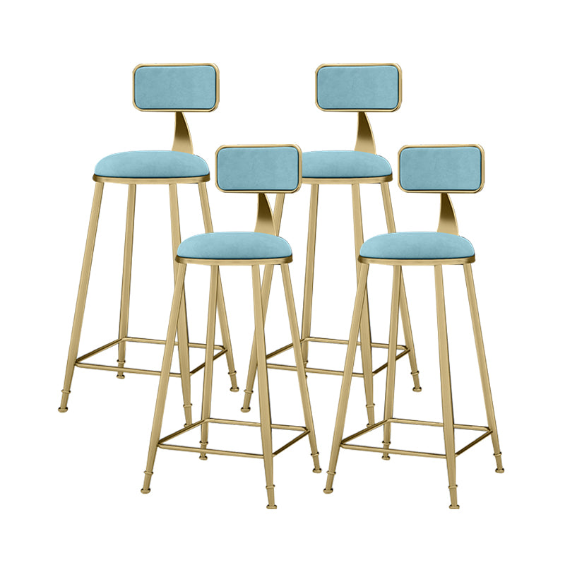 Scandinavian Armless Metal Frame Bar Stool Low Back Upholstered Bar Stool