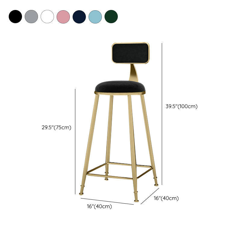 Scandinavian Armless Metal Frame Bar Stool Low Back Upholstered Bar Stool