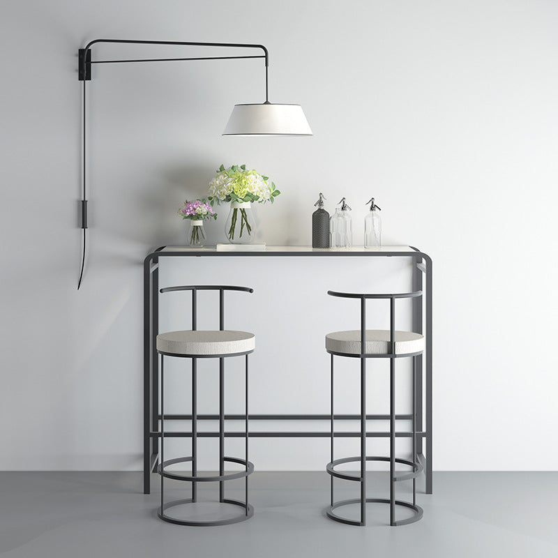 Contemporary Upholstered Counter Stool Bar-height Bar Stool with Metal Base