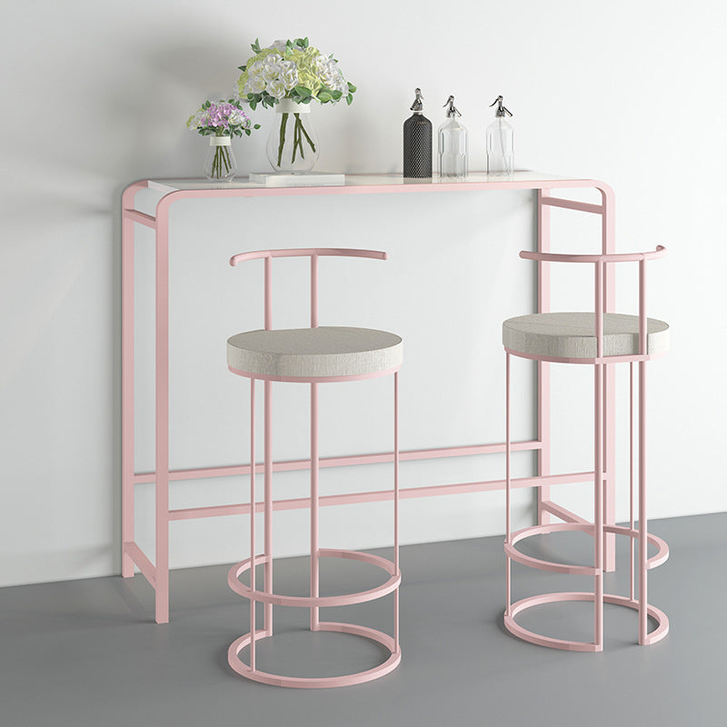 Contemporary Upholstered Counter Stool Bar-height Bar Stool with Metal Base