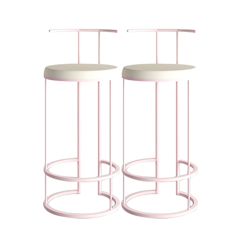 Contemporary Upholstered Counter Stool Bar-height Bar Stool with Metal Base