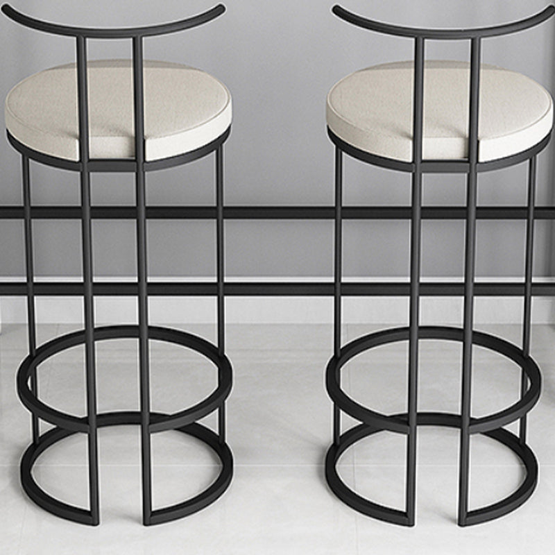 Contemporary Upholstered Counter Stool Bar-height Bar Stool with Metal Base
