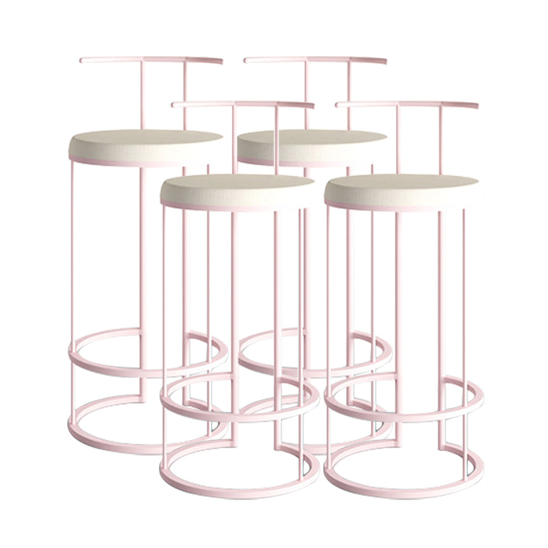 Contemporary Upholstered Counter Stool Bar-height Bar Stool with Metal Base
