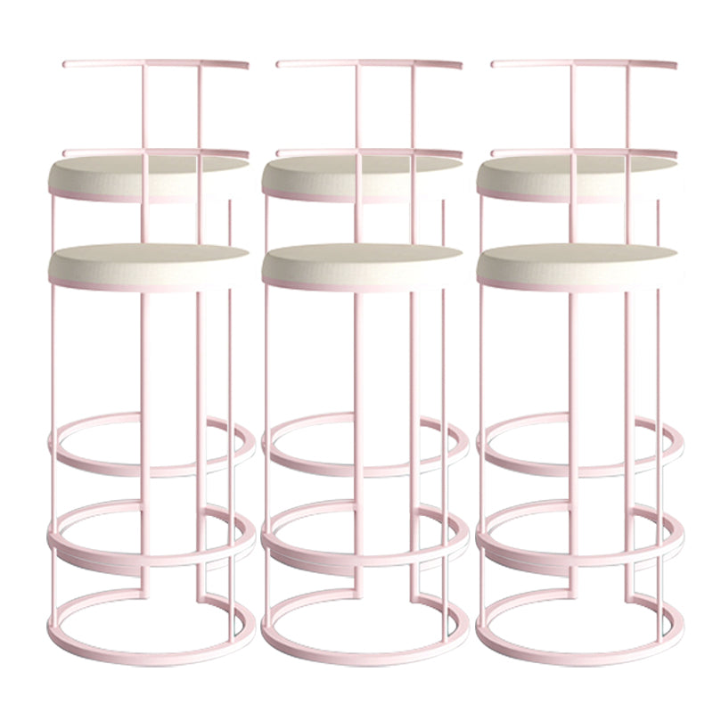 Contemporary Upholstered Counter Stool Bar-height Bar Stool with Metal Base