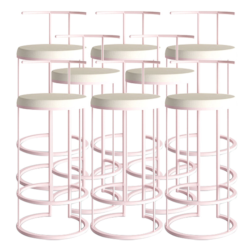 Contemporary Upholstered Counter Stool Bar-height Bar Stool with Metal Base