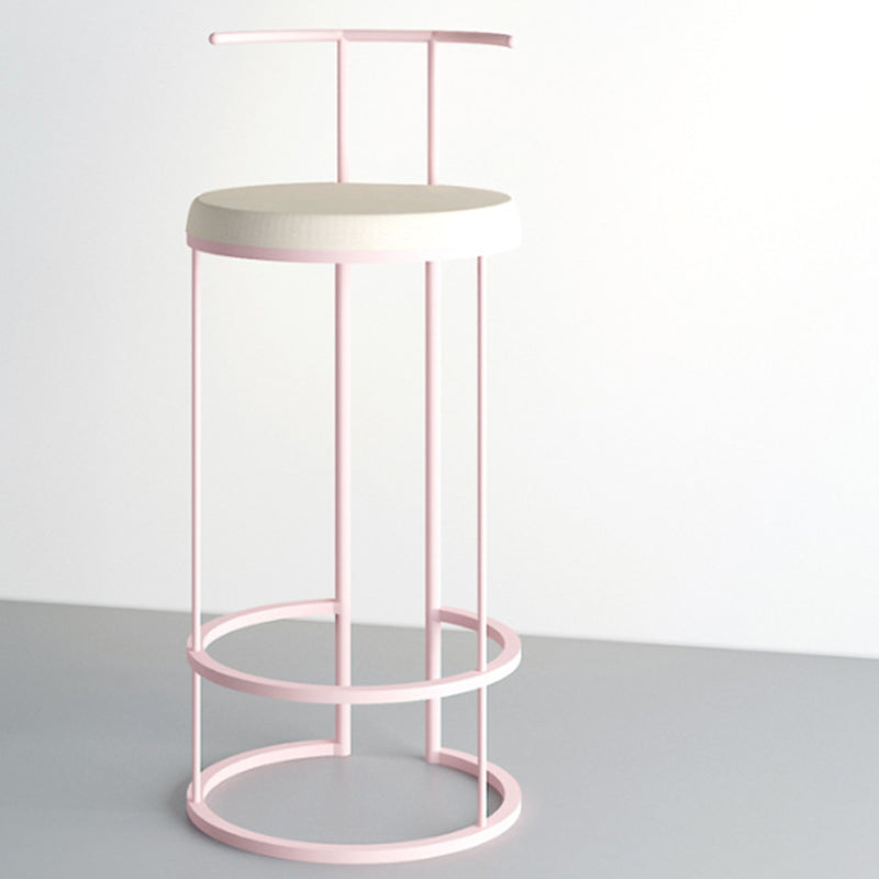 Contemporary Upholstered Counter Stool Bar-height Bar Stool with Metal Base