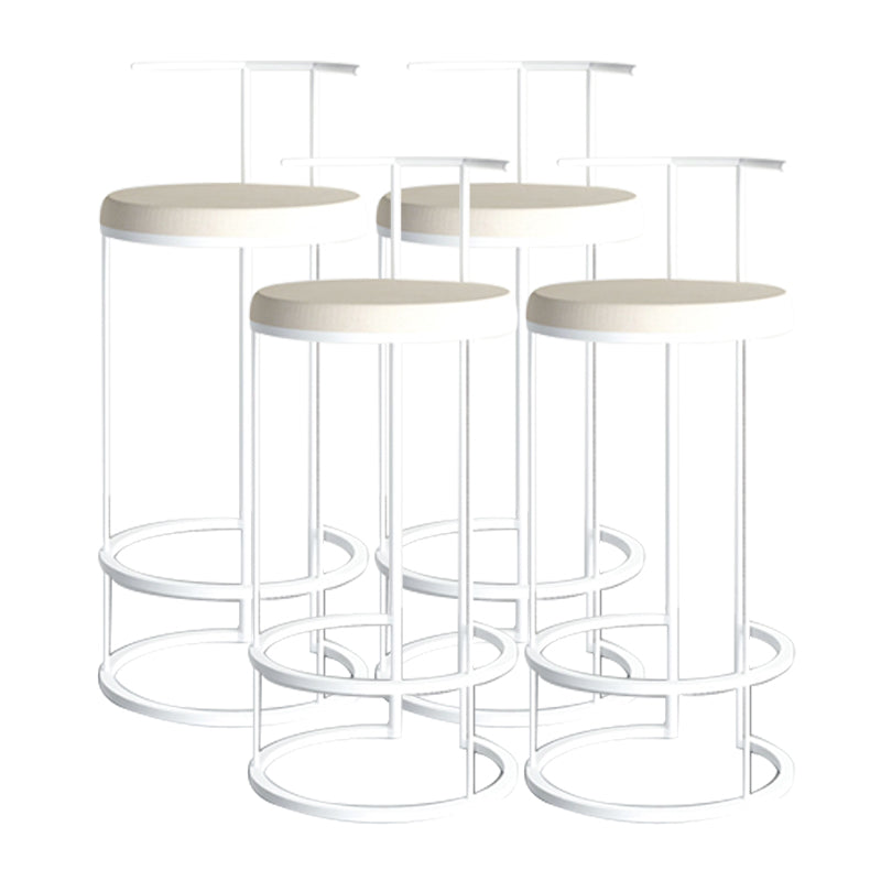 Contemporary Upholstered Counter Stool Bar-height Bar Stool with Metal Base