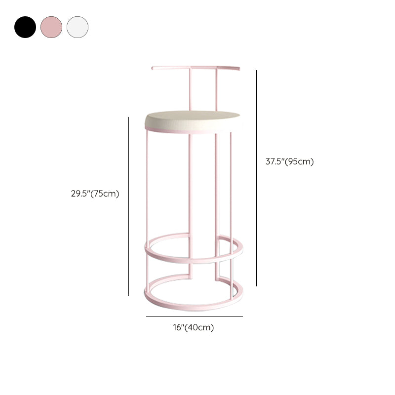 Contemporary Upholstered Counter Stool Bar-height Bar Stool with Metal Base
