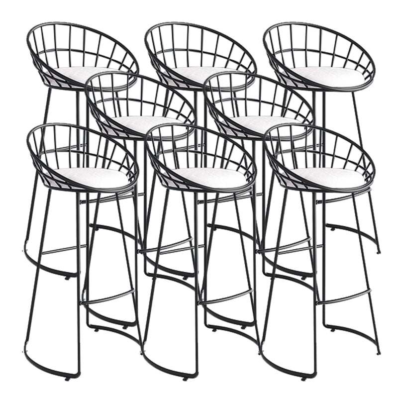 Modern Upholstered Counter Stool Bar-height Low Back Bar Stool with Footrest