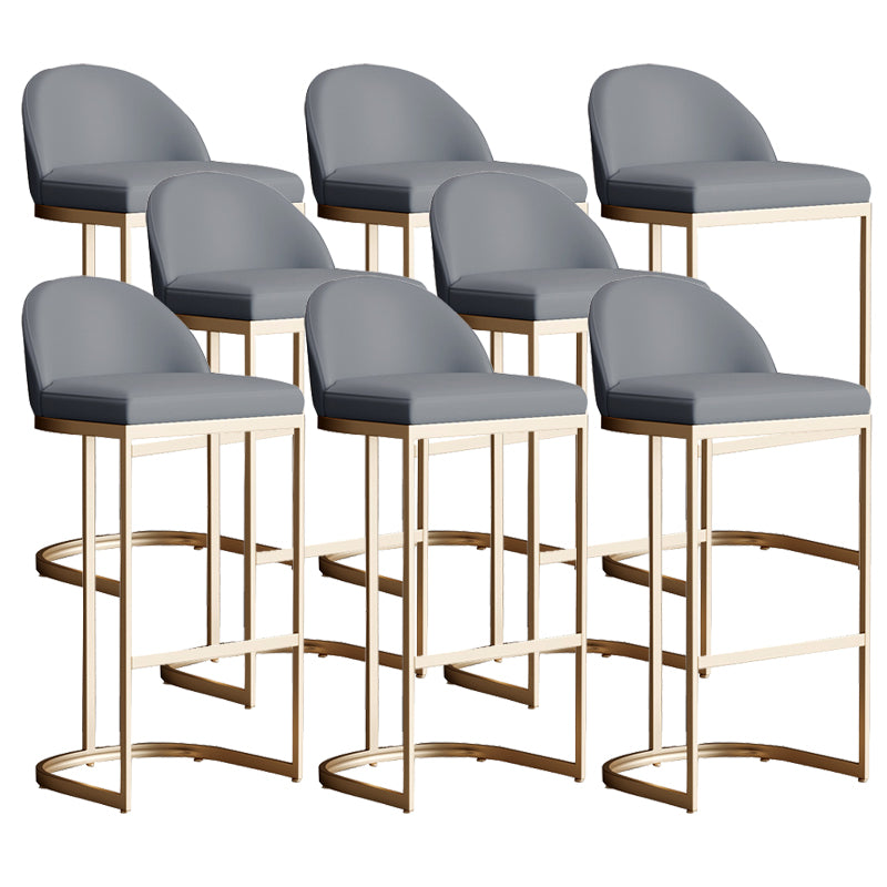 Modern Upholstered Counter Stool Bar-height Low Back Bar Stool with Footrest