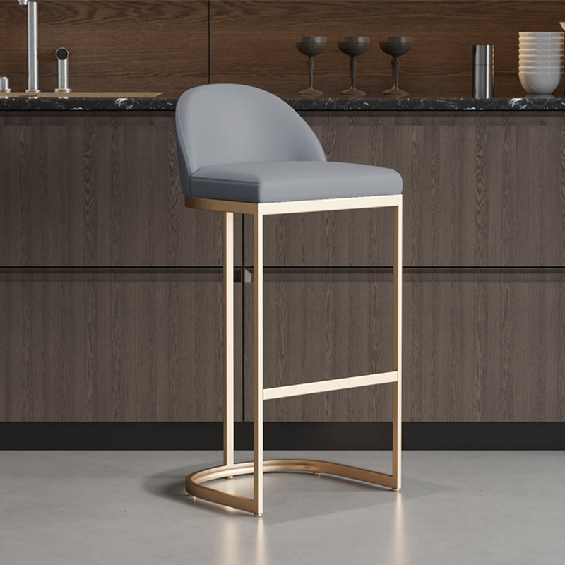 Modern Upholstered Counter Stool Bar-height Low Back Bar Stool with Footrest