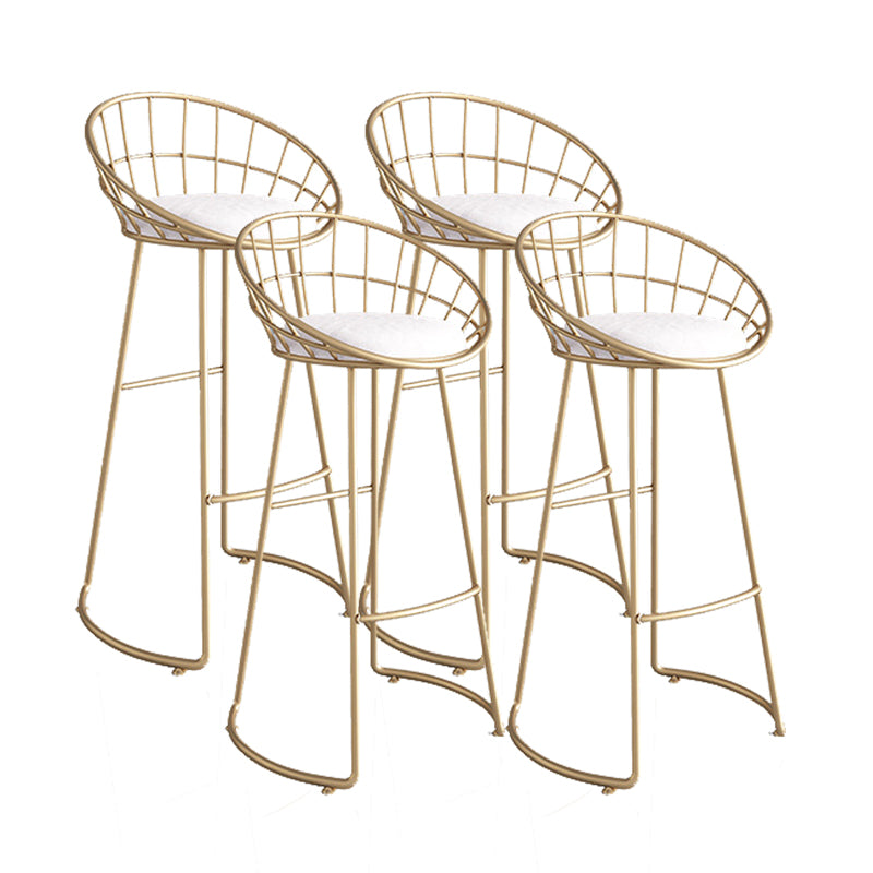 Modern Upholstered Counter Stool Bar-height Low Back Bar Stool with Footrest