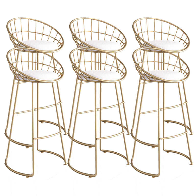 Modern Upholstered Counter Stool Bar-height Low Back Bar Stool with Footrest