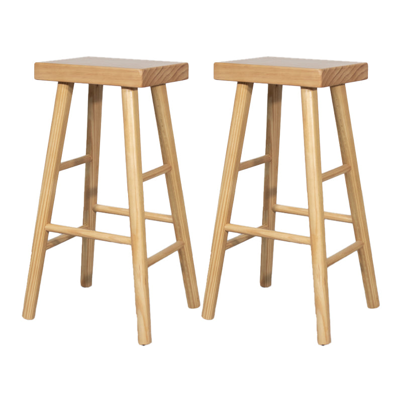 Indoor Rectangle Backless Bar Stool Pine Solid Wood Bar Stool in Natural