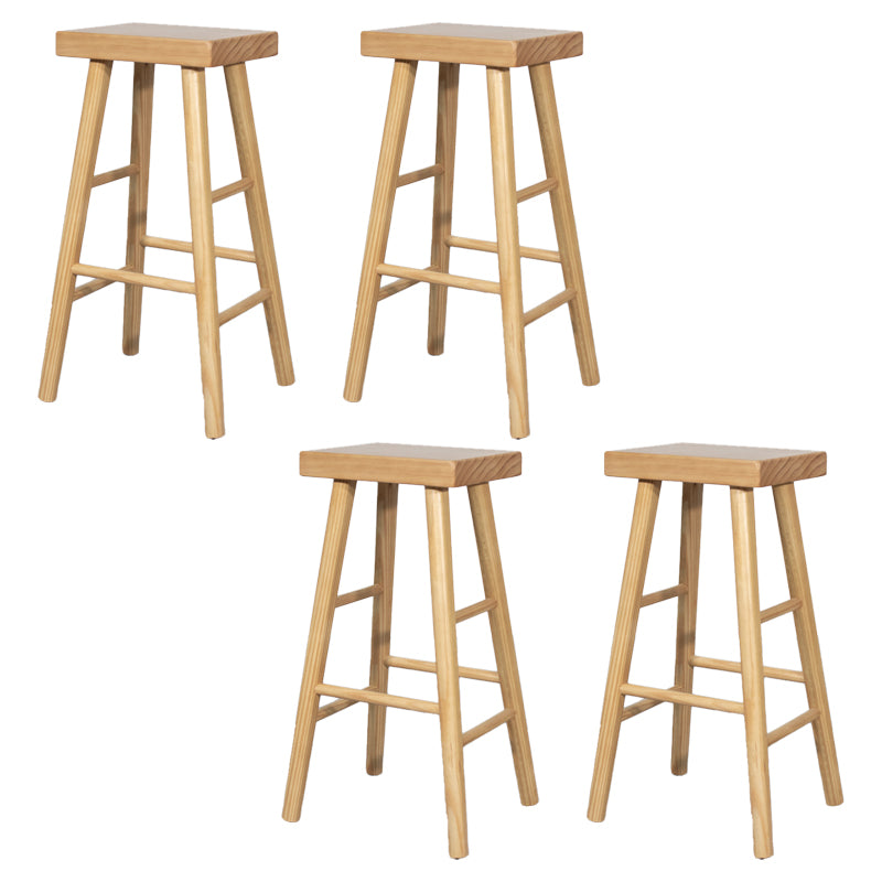 Indoor Rectangle Backless Bar Stool Pine Solid Wood Bar Stool in Natural