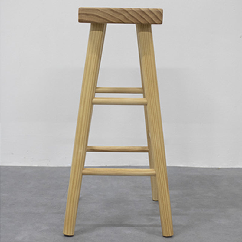Indoor Rectangle Backless Bar Stool Pine Solid Wood Bar Stool in Natural