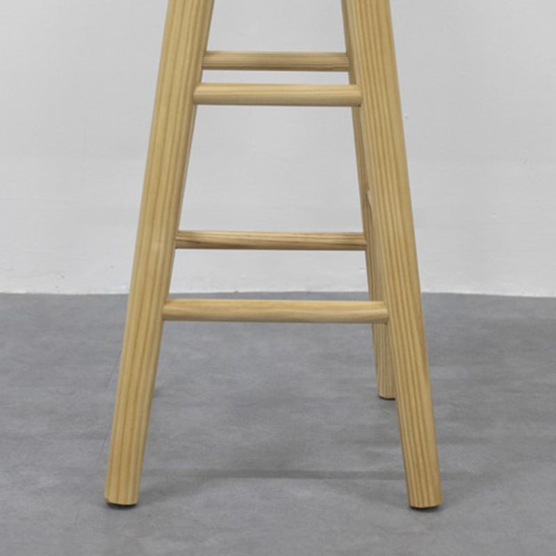 Indoor Rectangle Backless Bar Stool Pine Solid Wood Bar Stool in Natural