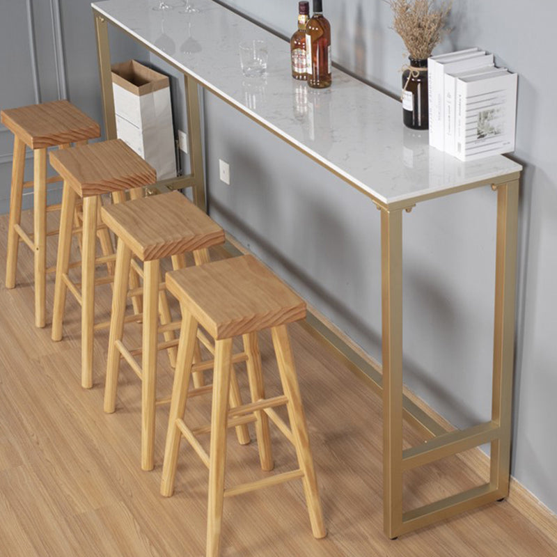 Indoor Rectangle Backless Bar Stool Pine Solid Wood Bar Stool in Natural