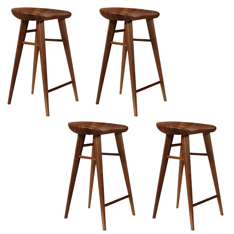 Contemporary Backless Contoured Seat Solid Wood Bar Stool with Footrest