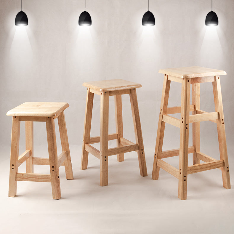 Contemporary Backless Square Seat Indoor Solid Wood Bar Stool