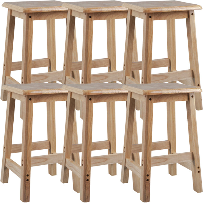 Contemporary Backless Square Seat Indoor Solid Wood Bar Stool