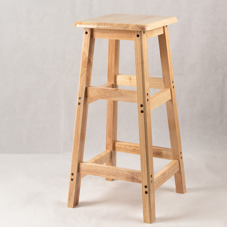 Contemporary Backless Square Seat Indoor Solid Wood Bar Stool