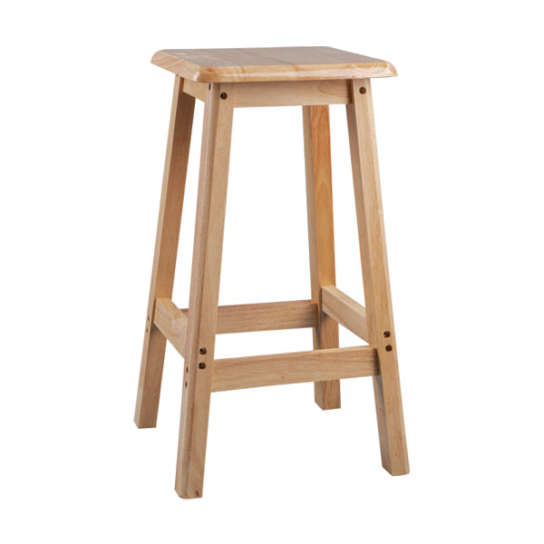 Contemporary Backless Square Seat Indoor Solid Wood Bar Stool