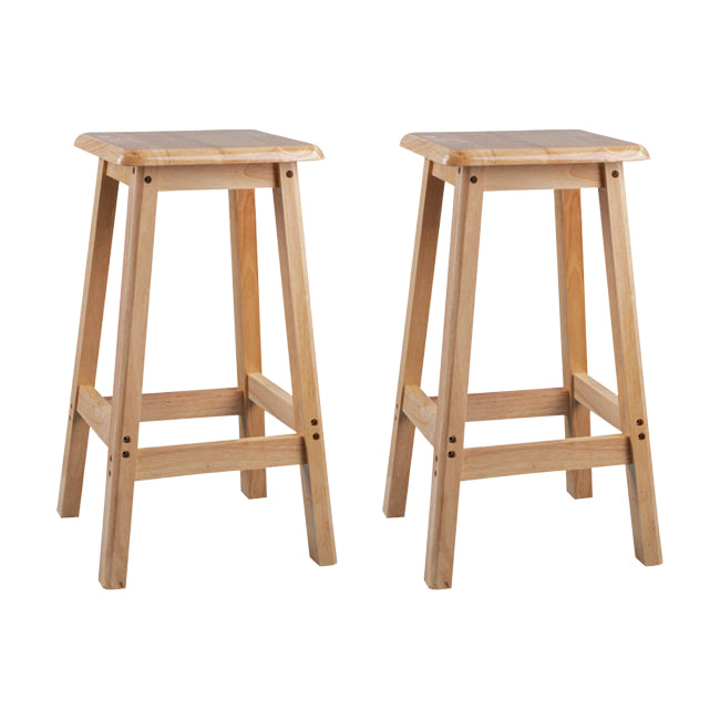Contemporary Backless Square Seat Indoor Solid Wood Bar Stool