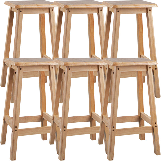 Contemporary Backless Square Seat Indoor Solid Wood Bar Stool