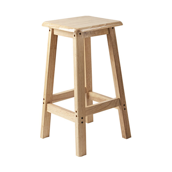 Contemporary Backless Square Seat Indoor Solid Wood Bar Stool
